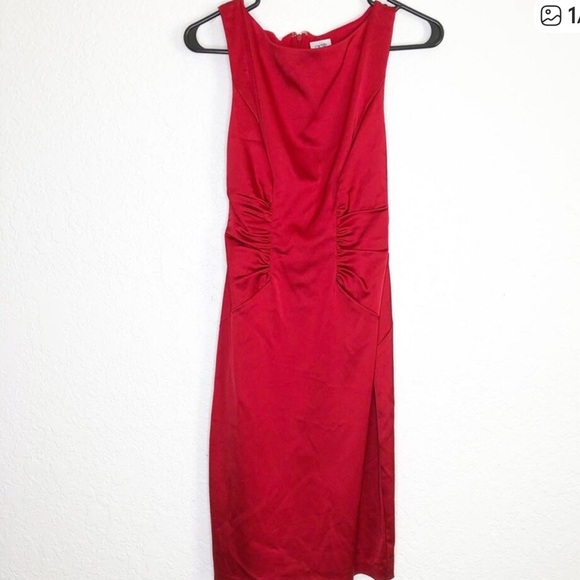 Cache Strapless Red Ruched Sheath Dress - Picture 2 of 13